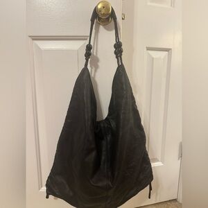 DKNY Black Leather Hobo Slouch Handbag